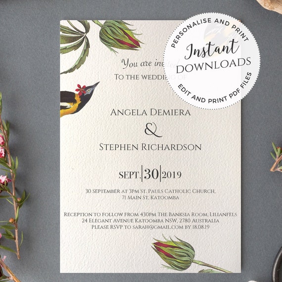 Diy Wedding Invitation Editable And Printable 5x7in Forest Etsy