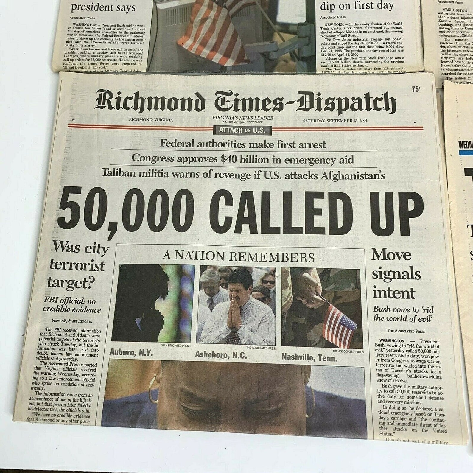 Lot of 4 Virginia Newspapers September 12 13 15 18 2001 Daily Etsy