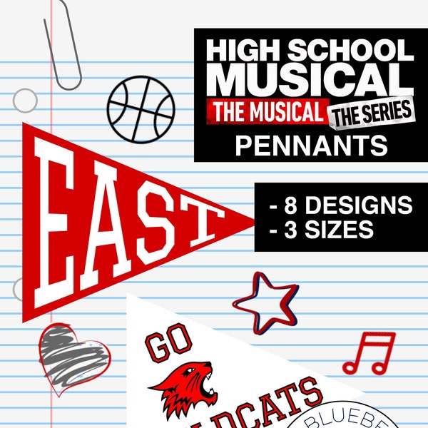 High School Musical Pennants | HSMTMTS | Party Decor | East High Wildcats | Cupcake Picks | Cake Toppers | HSMTMTS Flags | Printable