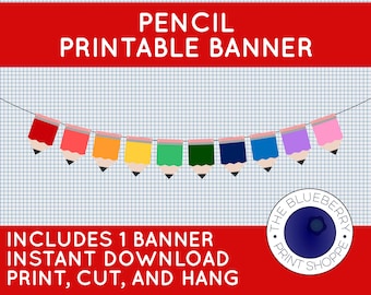 Pencil Banner | First Day Of School | Digital Download | Printable Decor | Bunting | Decoration | Back To School