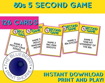 Juego de los 80 / Juego de 5 segundos / Trivia de los 80 / Juego de Nombre 3 / Juego de fiesta de los 80 / Juego Nacido en los 80 / Noche de los 80 / Tema de los 80 / Imprimible de los 80