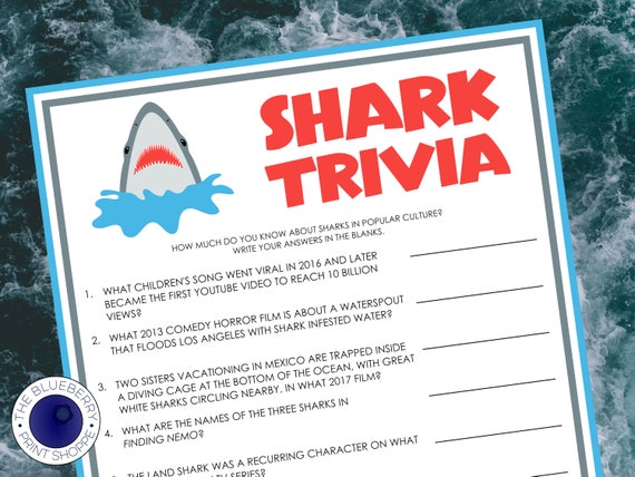 Shark Trivia Game 10 Questions About Sharks in Pop Culture - Etsy