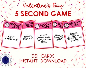 Valentine's Day Game | 5 Second Game | Valentine's Day Printable | Valentine Party | Galentine's Day | Valentine's Games | Galentines Games