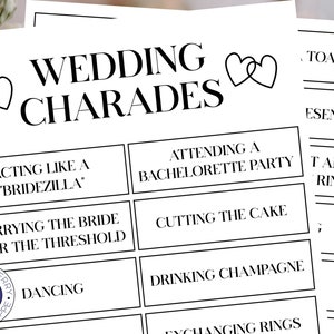 Wedding Charades | Wedding Shower Game | 32 Phrases to Act Out | Bridal Shower Game | Engagement Party Activity | Couples Shower | Printable