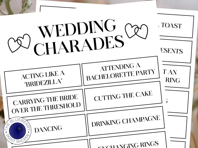 Wedding Charades Wedding Shower Game 32 Phrases to Act Out Bridal Shower Game Engagement Party Activity Couples Shower Printable image 1