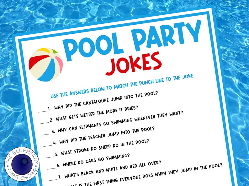 Mr. Pool Riddle Pool Party Jokes | Pool Party Activity | Swimming Riddles | Pool Party ...