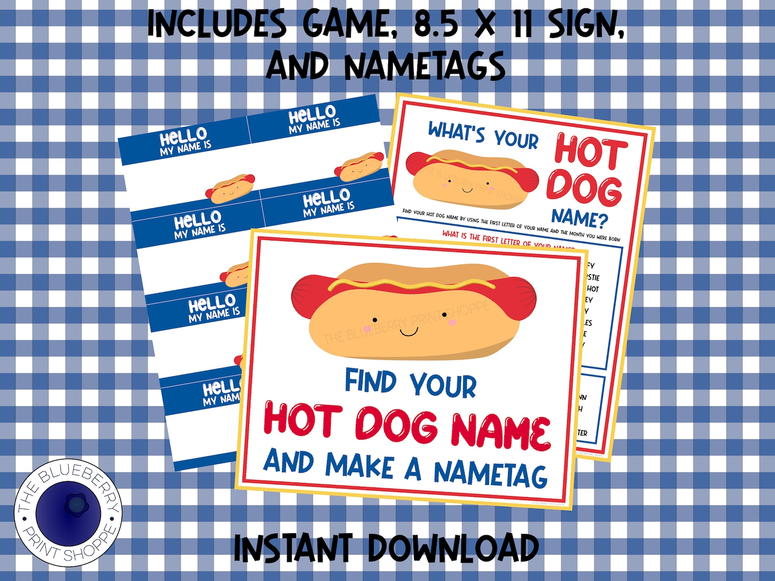 What's Your Hot Dog Name Game With Nametags and Sign Hot Etsy