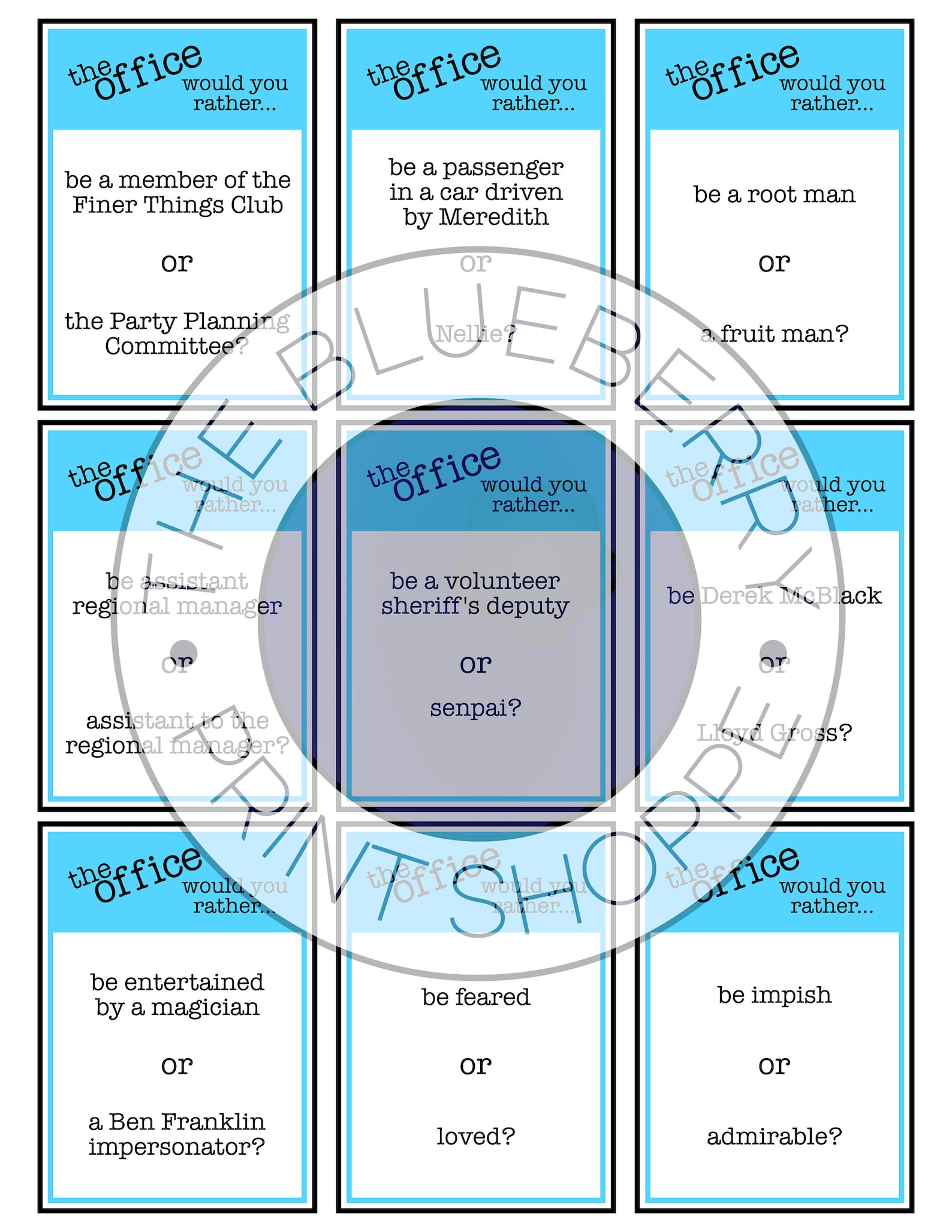 The Office Would You Rather... Game 162 Questions Inspired Etsy