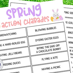 Easter Game Charades Pictionary Spring Game Action Charades Act it Out Fun Easter family game Spring Game for kids and adults image 1