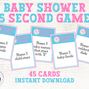Baby Shower Game | 5 Second Game | Baby Shower Printable