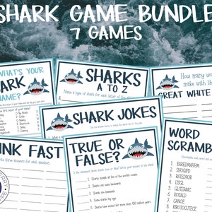 Shark Games for Kids | 7 Game Bundle | Fun Shark Theme Birthday Party Activities | Shark Week Fun for Kids | Shark Unit | Printable