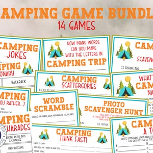 Camping 14 Game Bundle | Camping Games | Camping Theme Birthday Party Activities | Campground Fun for Kids | instant Download | Printable