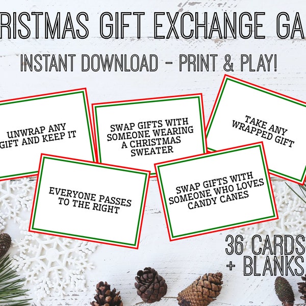 Christmas Gift Exchange Game | family Gift Exchange Game | Gift Swap Game | Yankee Swap | White Elephant | Christmas Party Game | Printable