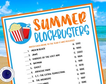 Summer Blockbusters Movie Trivia Game | Match the Summer Blockbusters to the Year of Their Release | Summer Party | Dive in Movie