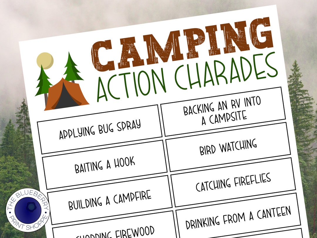 Camping Charades Game | 42 Camping-related Words and Phrases to Act Out ...