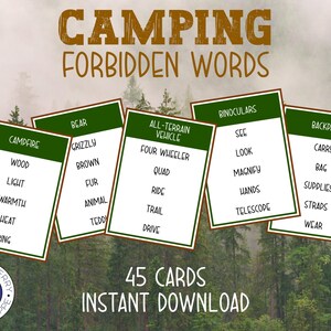 Camping Game Forbidden Words | Campground Activity | Printable
