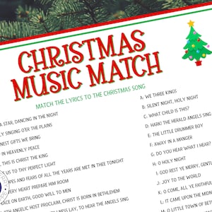 Christmas Music Match Game | Holiday Party Game | Christmas Party Game | Christmas Printable Game | Church Group