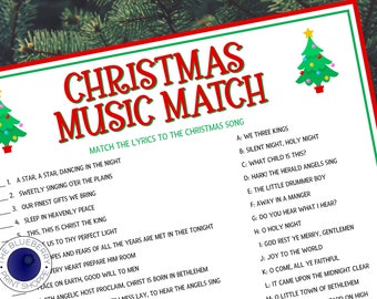 Christmas Music Match Game | Holiday Party Game | Christmas Party Game | Christmas Printable Game | Church Group