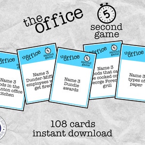 The Office Game | 5 Second Game | Dunder Mifflin Game | The Office Printable Game