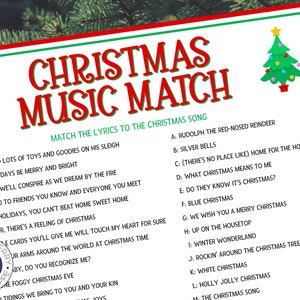 Christmas Music Match Game | Christmas Music Trivia | Holiday Party Game | Christmas Party Game | Christmas Printable Game
