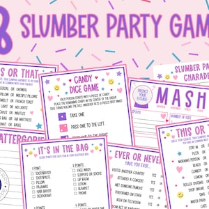 Slumber Party Games | Teen Girls Sleepover Games | 8 Slumber Party Game Bundle | Pajama Party | Birthday | Fun PreTeen Girls Party Games