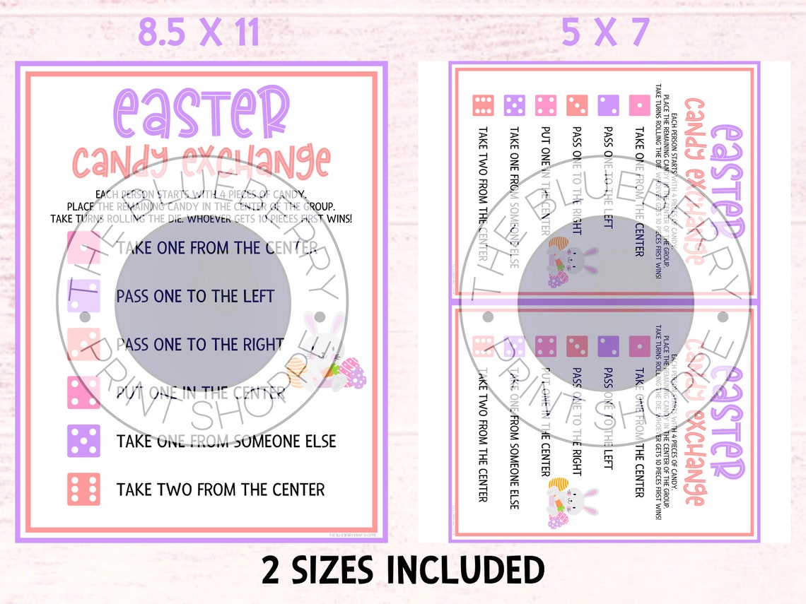 Easter Game Easter Candy Exchange Game Candy Dice Game Etsy