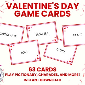 Valentine's Day Printable Game - Charades - Pictionary - Hedbanz