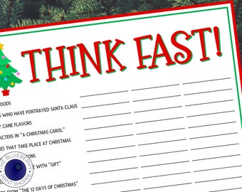 Christmas Think Fast! | Christmas Trivia | Christmas Game Printable