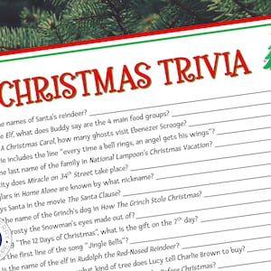 Christmas Trivia | Holiday Party Game | Christmas Party Game | Printable Trivia | Christmas Printable Game