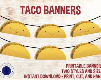 Tacobanners | Fiestadecoratie | Tacobar | Tacoparty | Laatste fiesta | Cinco de Mayo | Verjaardag | Douche | Afstuderen | Afdrukbaar