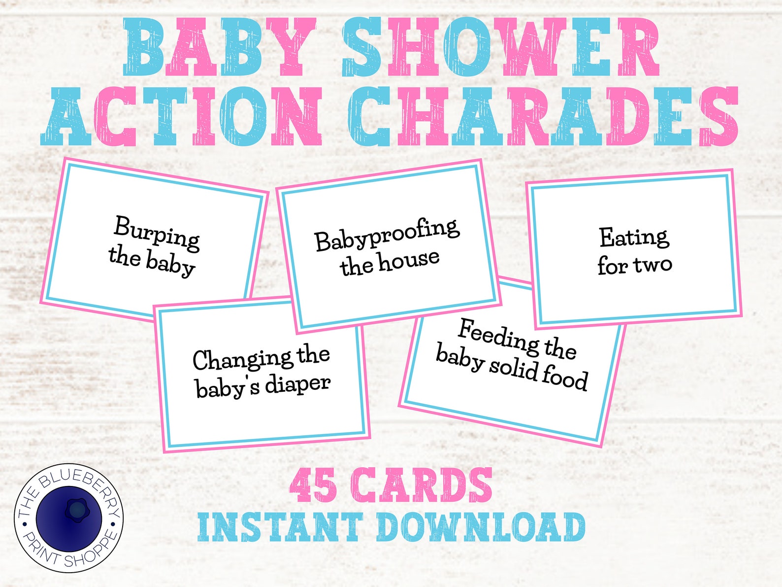 Baby Shower Game Action Charades Baby Shower Printable Etsy