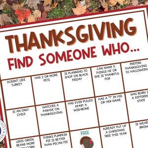 Thanksgiving Find Someone Who | Friendsgiving | Office Party Game ...
