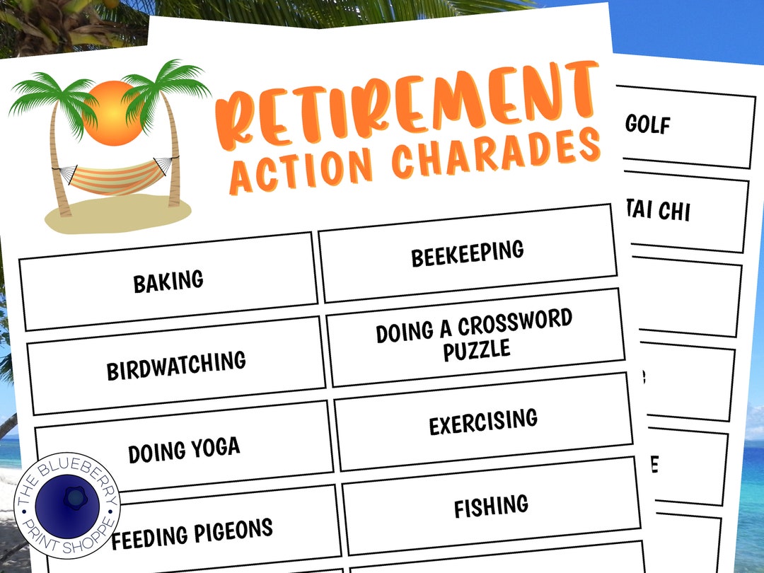 Retirement Game | Charades | 34 Words and Phrases to Draw or Act Out ...