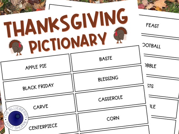 Thanksgiving Charades | Pictionary | Classroom Game | Class Party | Family Fun | Date Night | Printable Game | Friendsgiving