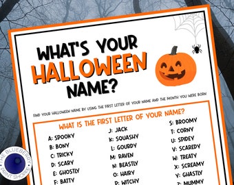 What's Your Halloween Name Game WITH NAMETAGS & SIGN | Halloween Party Activity | Halloween Party Game | Fun for Adults and Kids