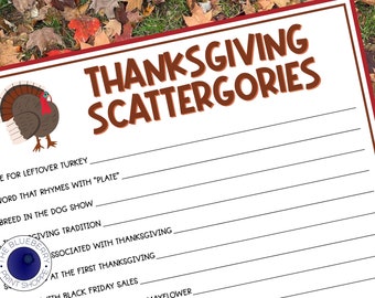 Thanksgiving Scattergories | TWO GAMES | Thanksgiving Game | Classroom Game | Class Party | Family Fun | Friendsgiving Game | Printable