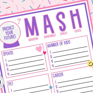 Slumber Party Game | MASH Game | Tween Girl Sleepover | Pajama Party | Fun Teen Birthday Party Activity | Mansion Apartment Shack House