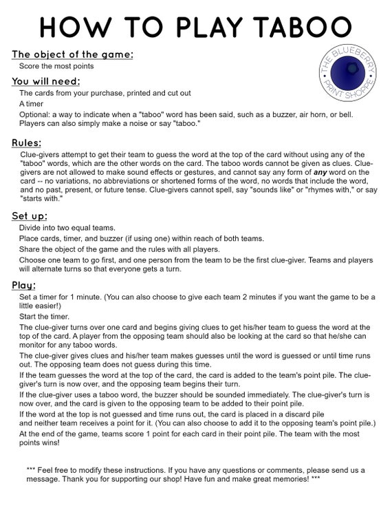 Winter Taboo Game Printable Game Classroom Game Party Game Snow Day Fun -  Etsy