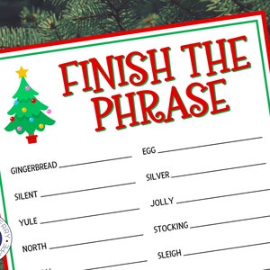 Christmas Finish the Phrase Game | TWO Games | Christmas Party Game | Fun Activity for All Ages | Holiday Game for Groups | Printable