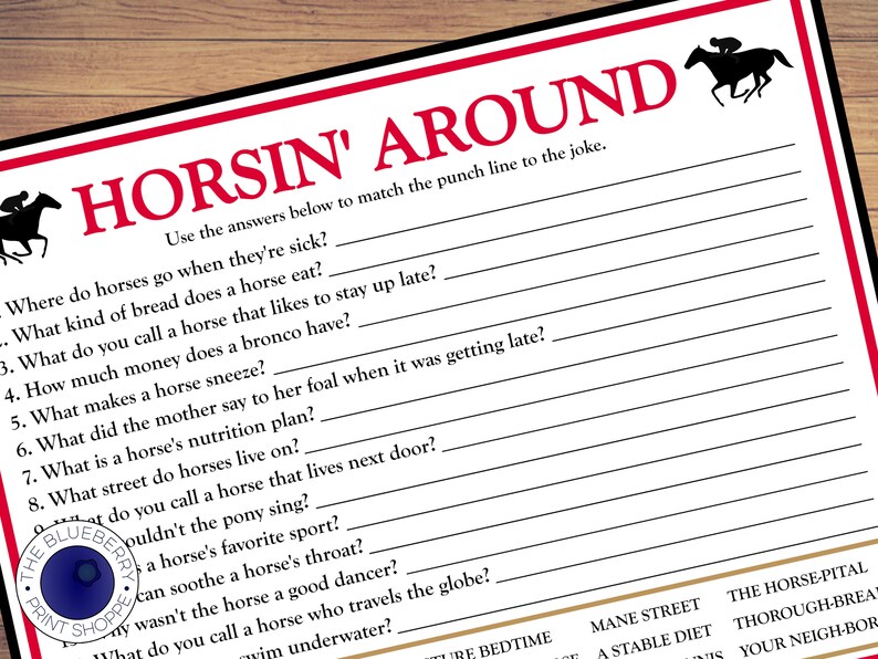 Kentucky Derby Party Game Horse Jokes Derby Riddles Etsy