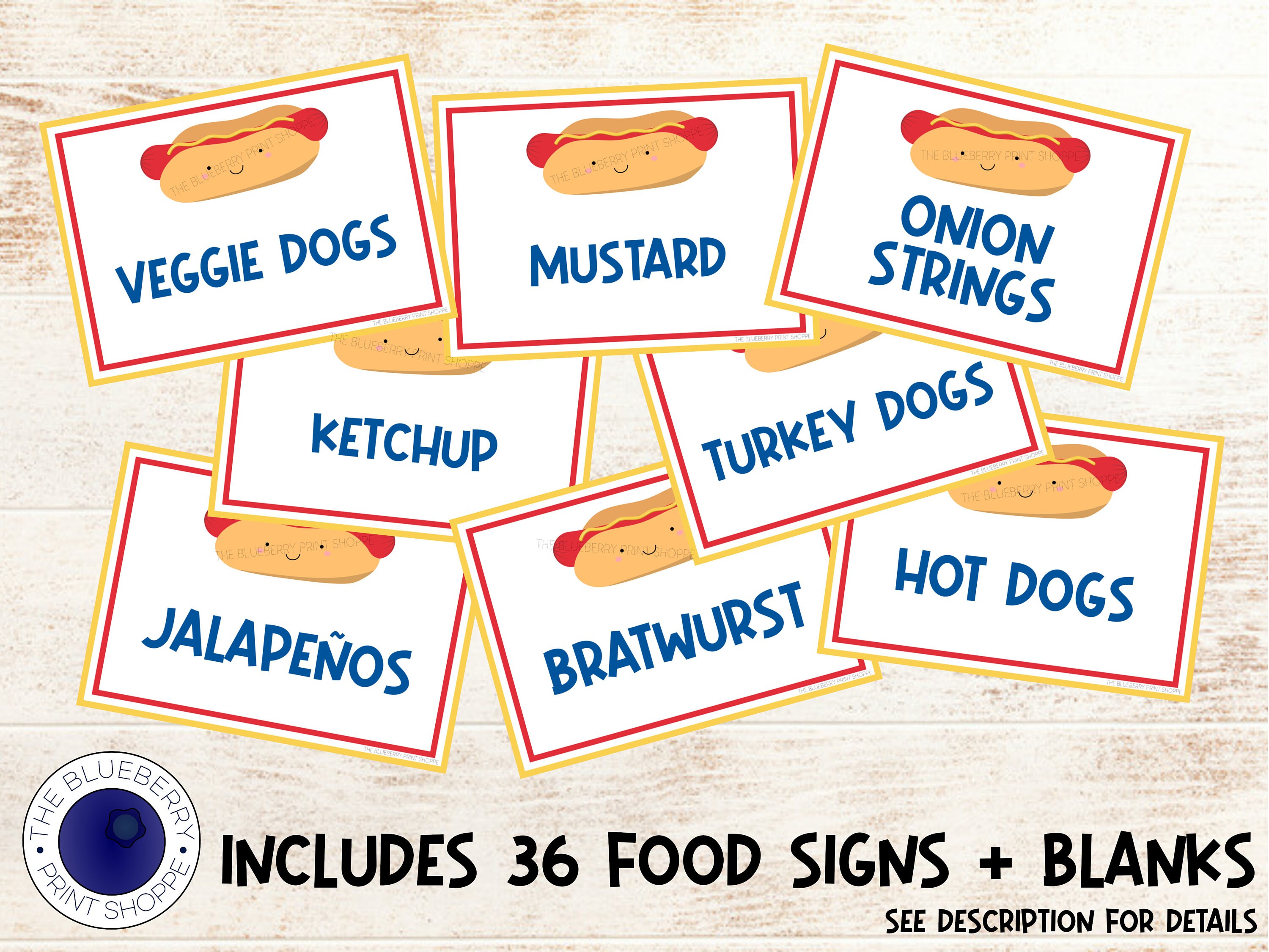 Hot Dog Party Signs | PRINTABLE | Hot Dog Bar Condiment Labels | Build ...