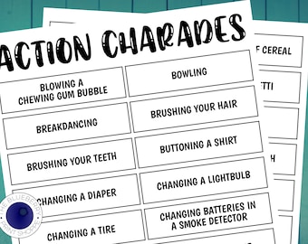 Charades Game | 70 Fun Words and Phrases to Act Out | Family Game Night | Family Day | Fun Game for Kids | Birthday Party Game | Printable