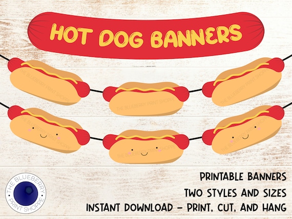 Hot Dog Banners Printable Hot Dog Bar Hot Dog Theme - Etsy Australia