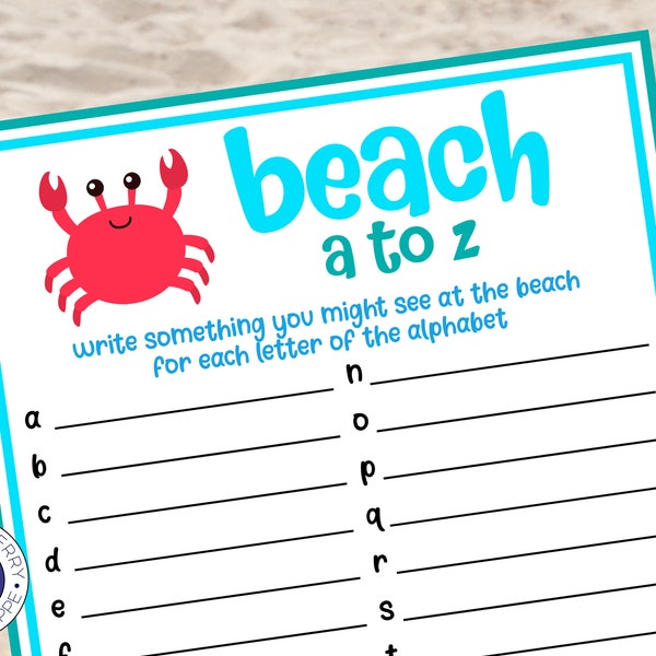 Beach A to Z Game | Beach Bash | Beach Vacation | Fun Activity for Kids or Adults | Printable