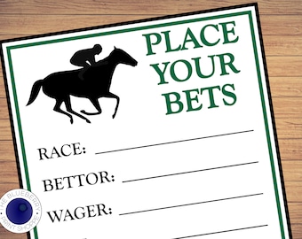 Belmont Stakes Betting Cards WITH SIGN | Printable Belmont Stakes Party Game | Place Your Bets | Belmont Pool | Place Your Wager | Printable