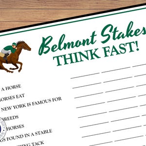 Belmont Stakes Party Game | THINK FAST! | The Most Exciting Two Minutes in Games | Fun Game | Belmont Stakes Activity | Printable