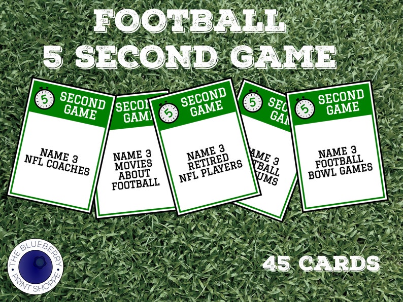 Football 5 Second Game Super Bowl Party Game Football Party Game Game Day Printable Game image 1