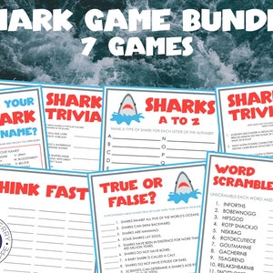 Sharks 7 Game Bundle | Shark Games | Shark Theme Activities | Shark Week | Printable