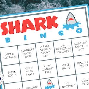 Shark Week Bingo Game | 10 Bingo Cards | Play While Watching Shark Week Programming | Shark Week Party Game | Printable