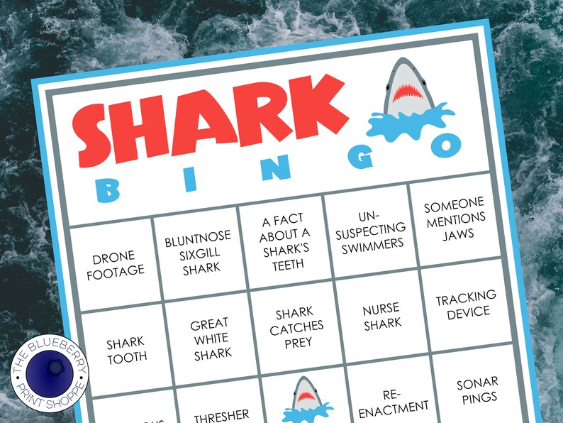 Shark Week Bingo Game 10 Bingo Cards Play While Watching Etsy